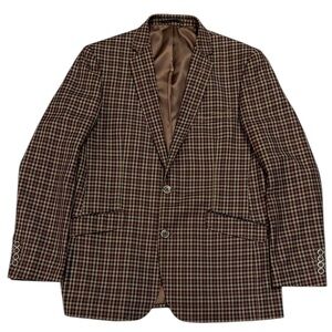 Zenbriele Men’s 42R Two-Button Sport Coat Jacket Black/Tan/Red Check Comfort